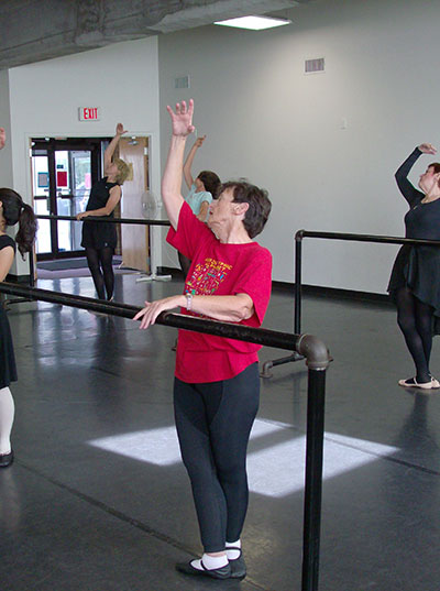Natalie at the Barre in her 50+ Ballet class.